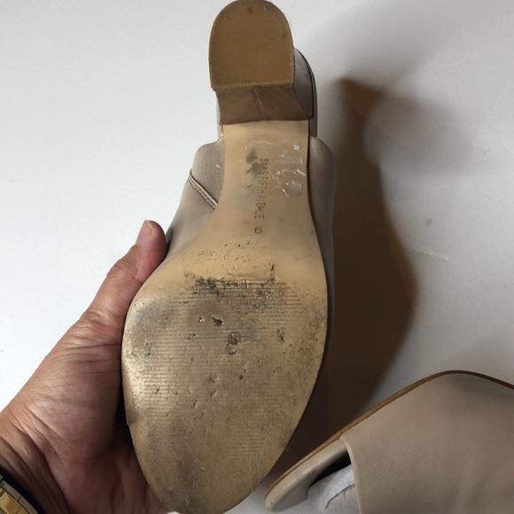 Saks Fifth Avenue Melina Block Heel Mule in Nude 9 - Picture 10 of 14